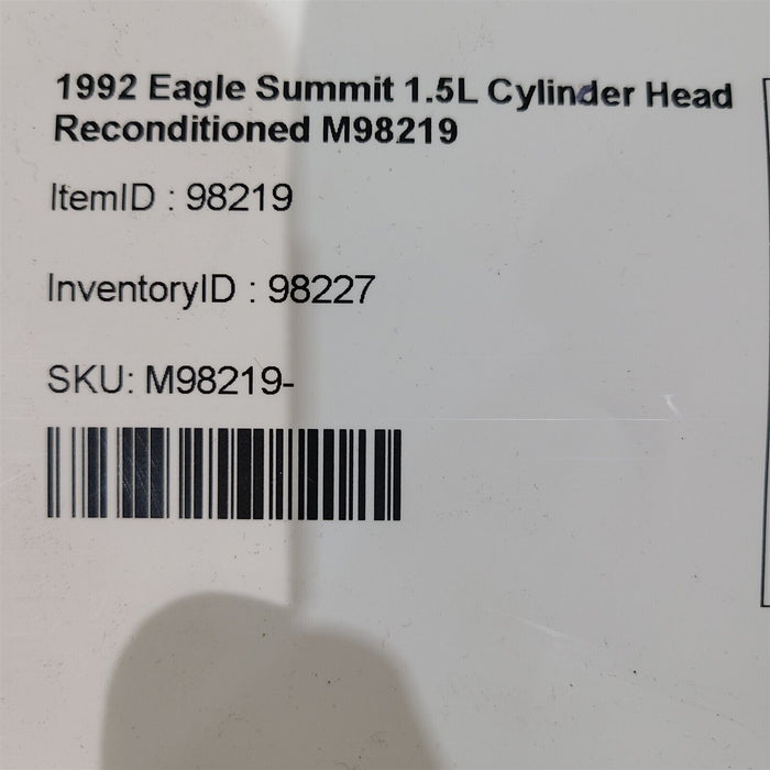 1992 Eagle Summit 1.5 Cylinder Head M98219