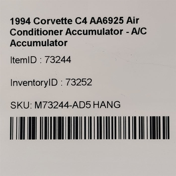 1994 Corvette Air Conditioner Accumulator A/C Accumulator C4 AA6925