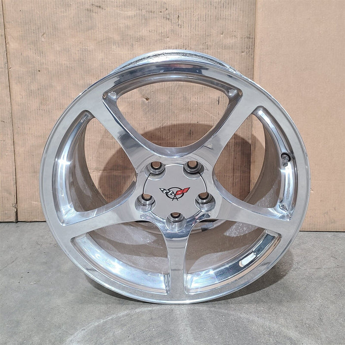 97-04 Corvette C5 Rear Wheel 5 Spoke 18X9.5 Polished Oem Aa7259