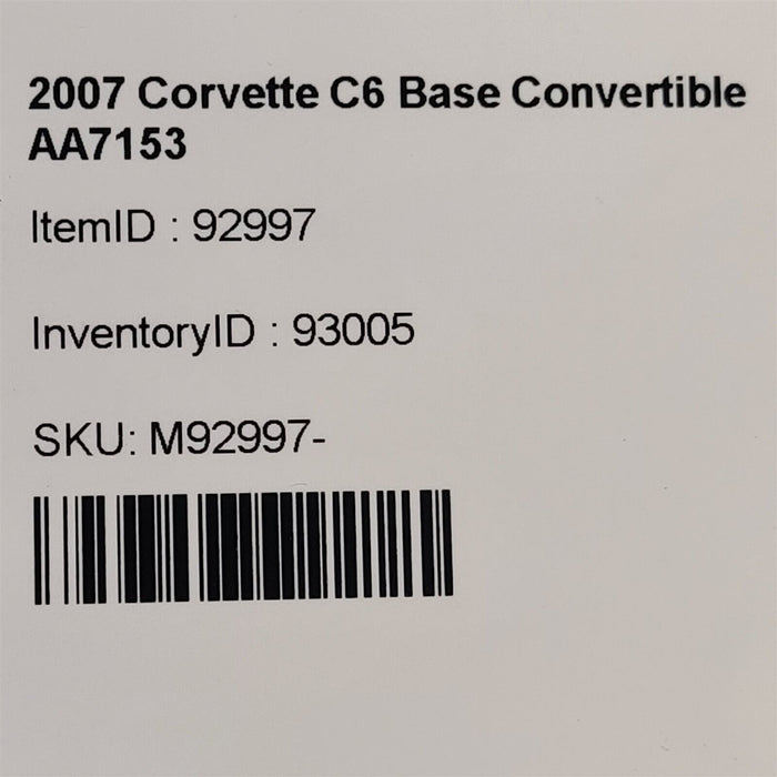 05-13 Corvette C6 Convertible Rear Carpet Partition Aa7153
