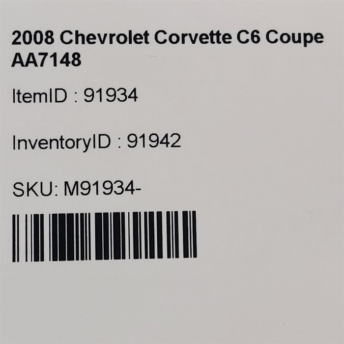 05-13 Corvette C6 Passenger Coupe Rear Quarter Panel Base Model Rh Aa7148