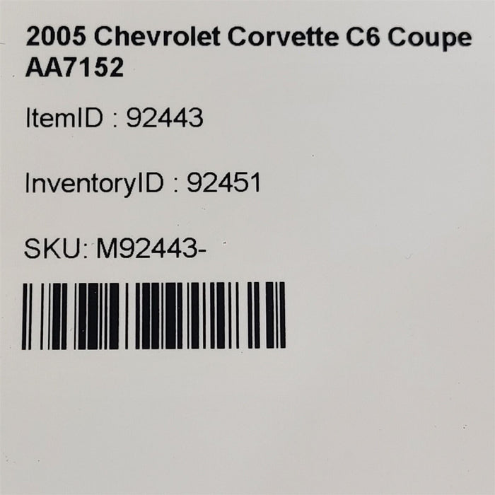 05-13 Corvette C6 Targa Top Solid Removable Roof Top Aa7152