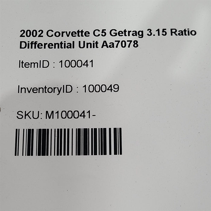 01-04 Corvette C5 Getrag 3.15 Ratio Differential Unit Aa7078