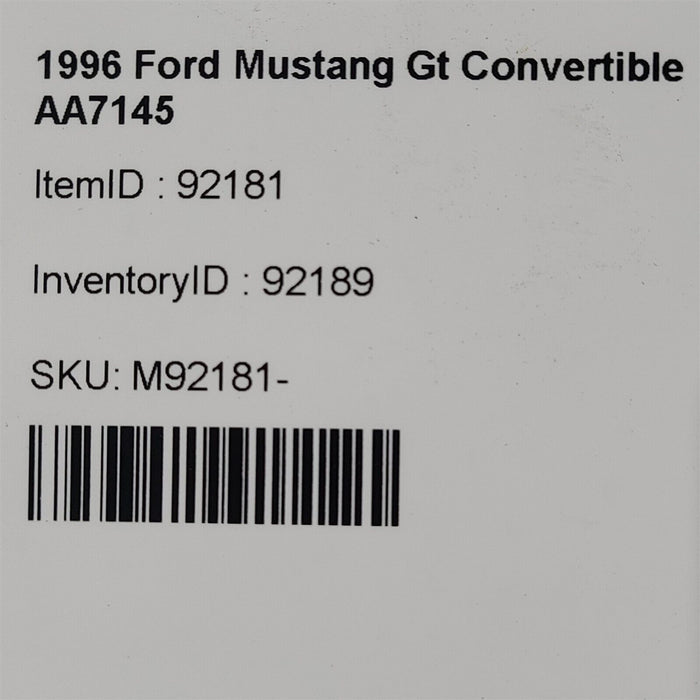 96-98 Mustang Anti Theft Control Pats Module Oem Aa7145