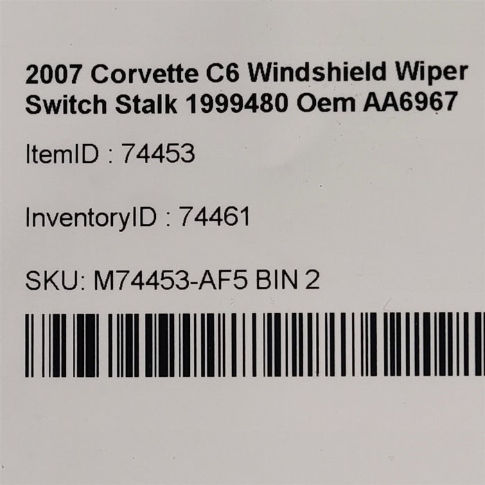 05-13 Corvette C6 Windshield Wiper Switch Stalk 1999480 Oem AA6967