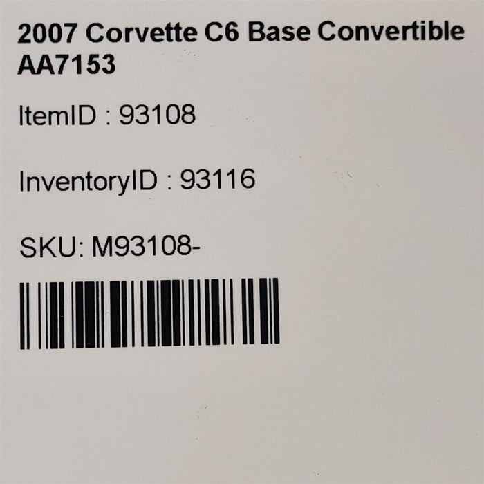 05-13 Corvette C6 Convertible Rear Cargo Carpet Aa7153