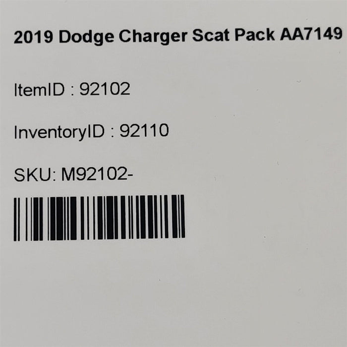 2019 Dodge Charger Scat Pack Driver Roof Handles Handle Lh Aa7149