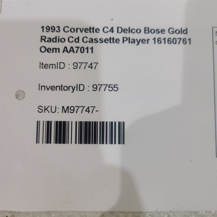 92-93 Corvette C4 Delco Bose Gold Radio Cd Cassette Player 16160761 Oem AA7011