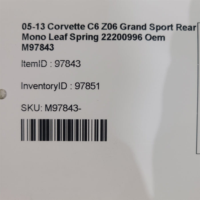 06-13 Corvette C6 Z06 Grand Sport Rear Mono Leaf Spring 22200996 Oem M97843 Note