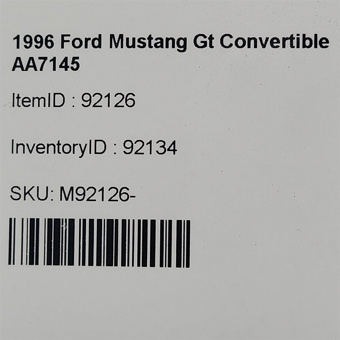94-98 Mustang Gt Convertible Driver Rear Quarter Glass Window Oem Aa7145