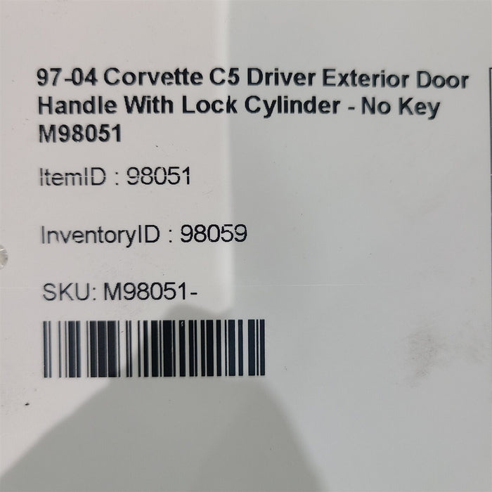 97-04 Corvette C5 Driver Exterior Door Handle With Lock Cylinder M98051