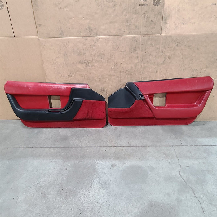 90-91 Corvette C4 Lh Rh Interior Door Trim Panels Red AA7185