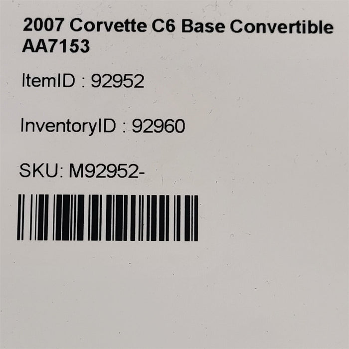 05-13 Corvette C6 Convertible Driver Rear Quarter Panel Base Model Aa7153