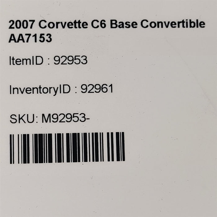 05-13 Corvette C6 Passenger Convertible Rear Quarter Panel Base Model Rh Aa7153