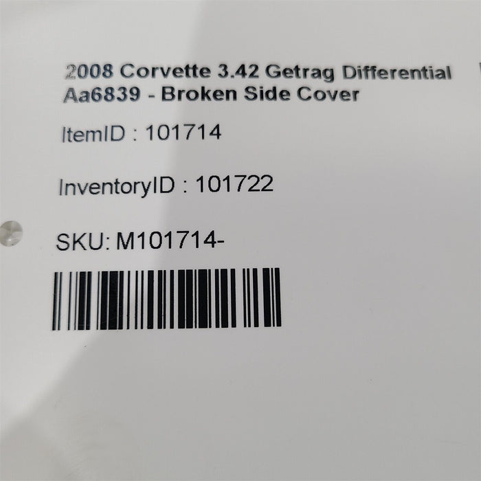 06-13 Corvette C6 Getrag 3.42 Differential Rear End Damage Aa6839 Broken Cover