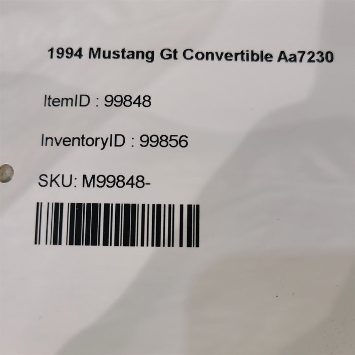 94-04 Mustang Convertible Top Mounting Hardware Aa7230