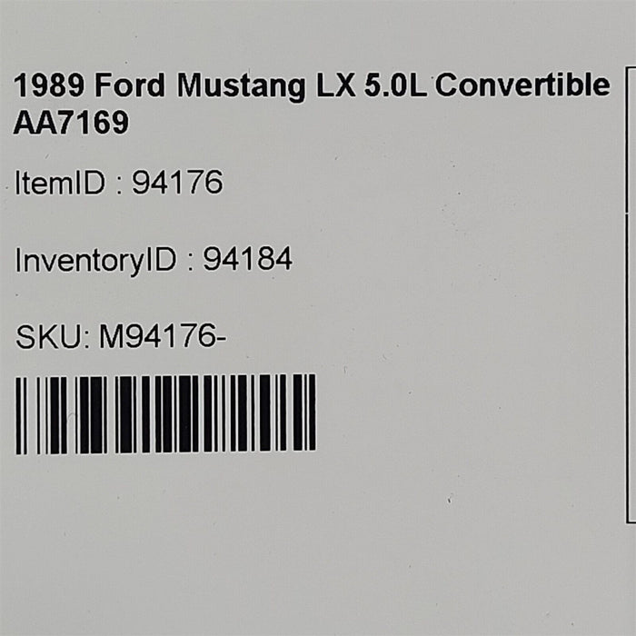 87-89 Mustang Convertible Rear Interior Quarter Trim Panels Aa7169