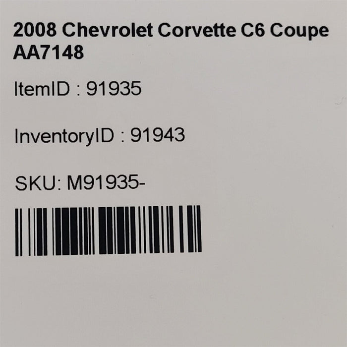 05-13 Corvette C6 Coupe Driver Rear Quarter Panel Base Model Aa7148