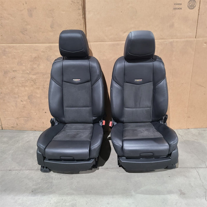 16-19 Cadillac ATS-V Front & Rear Seats Rear Seat Set Black Suede Leather Aa7272