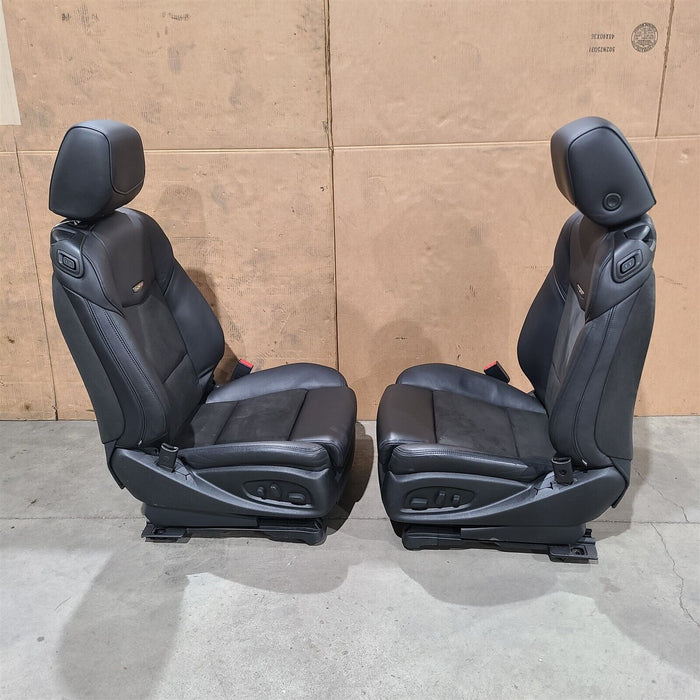 16-19 Cadillac ATS-V Front & Rear Seats Rear Seat Set Black Suede Leather Aa7272