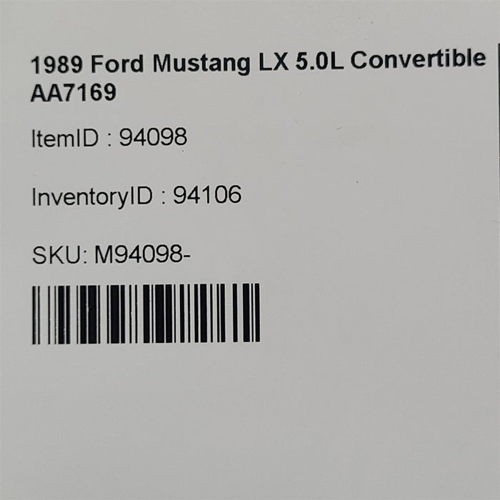 87-93 Ford Mustang Gt Convertible Passenger Rear Quarter Glass Rh Aa7169