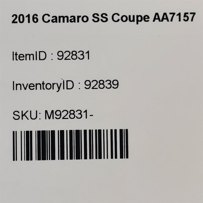 16-20 Camaro Ss Driveshaft 6.2L Automatic trans Drive Shaft Oem Aa7157