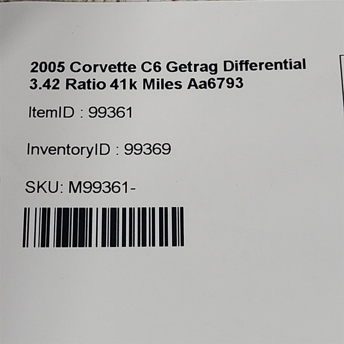 2005 Corvette C6 Differential 3.15 Ratio Getrag Rear End 41k Miles Aa6793