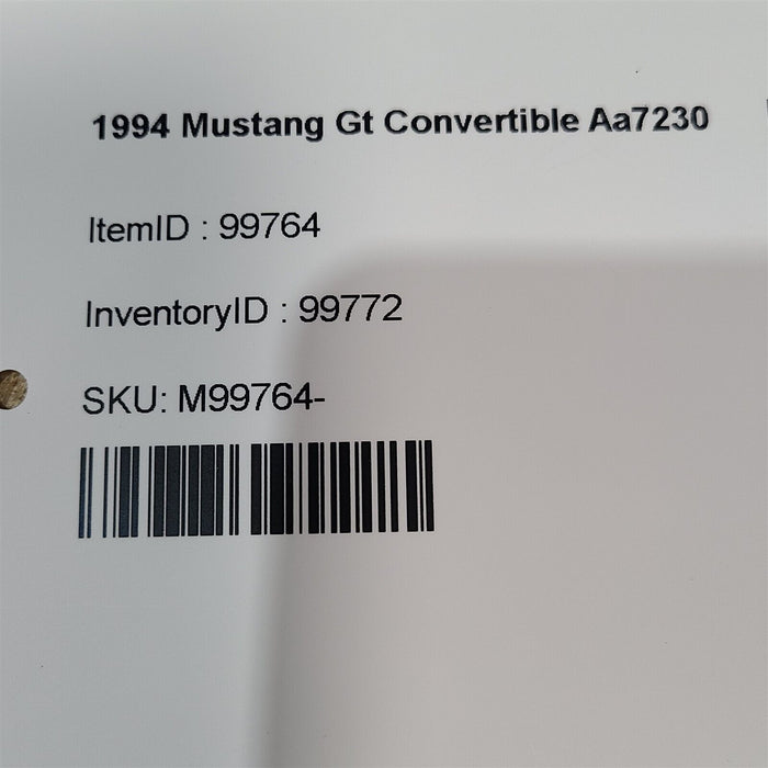 94-98  Mustang Gt Convertible Top With Frame See Note Aa7230