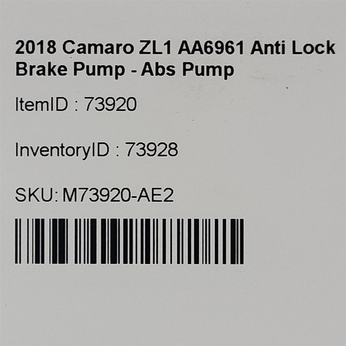 16-18 Camaro Zl1 Anti Lock Brake Pump Abs Module Aa6961