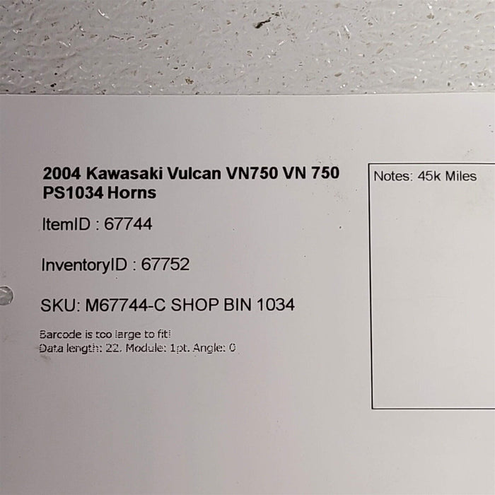 2004 Kawasaki Vulcan VN750 VN 750 Horns PS1034