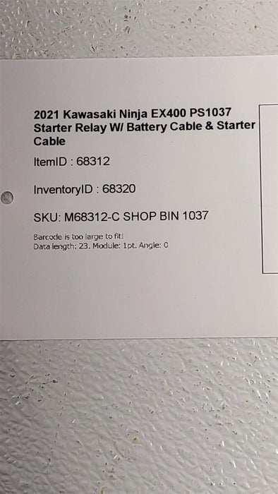 2021 Kawasaki Ninja EX400 Starter Relay W/ Battery Cable & Starter Cable PS1037