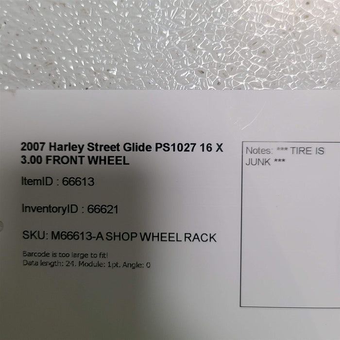 2007 Harley Street Glide 16 X 3.00 Front Wheel 16x3 PS1027
