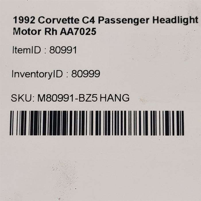 88-96 Corvette C4 Passenger Headlight Motor Rh AA7025