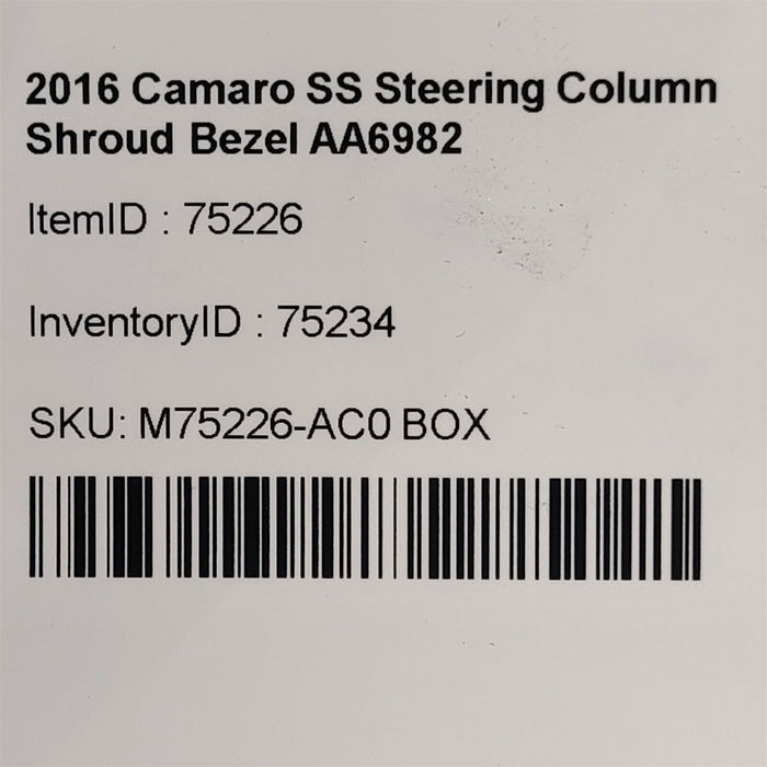 2016 Camaro SS Steering Column Shroud Bezel AA6982