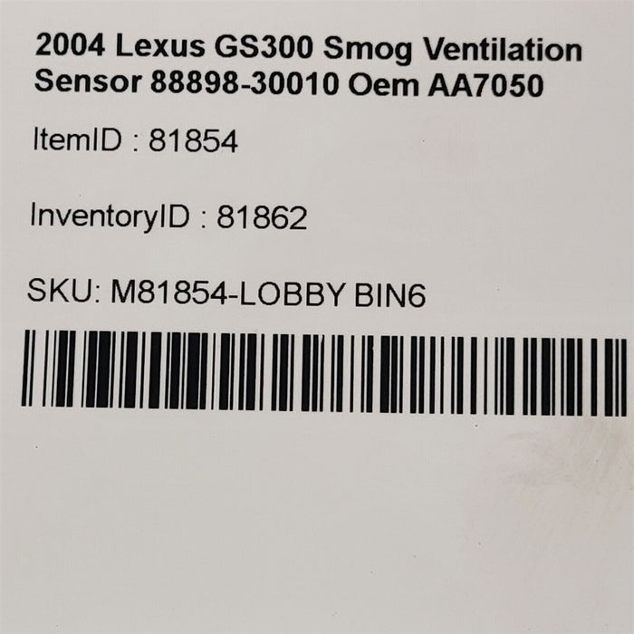 98-05 Lexus GS300 Smog Ventilation Sensor 88898-30010 Oem AA7050
