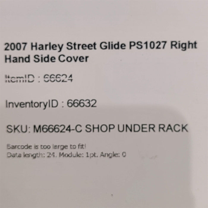 2007 Harley Street Glide Right Hand Side Cover Trim Fairing PS1027