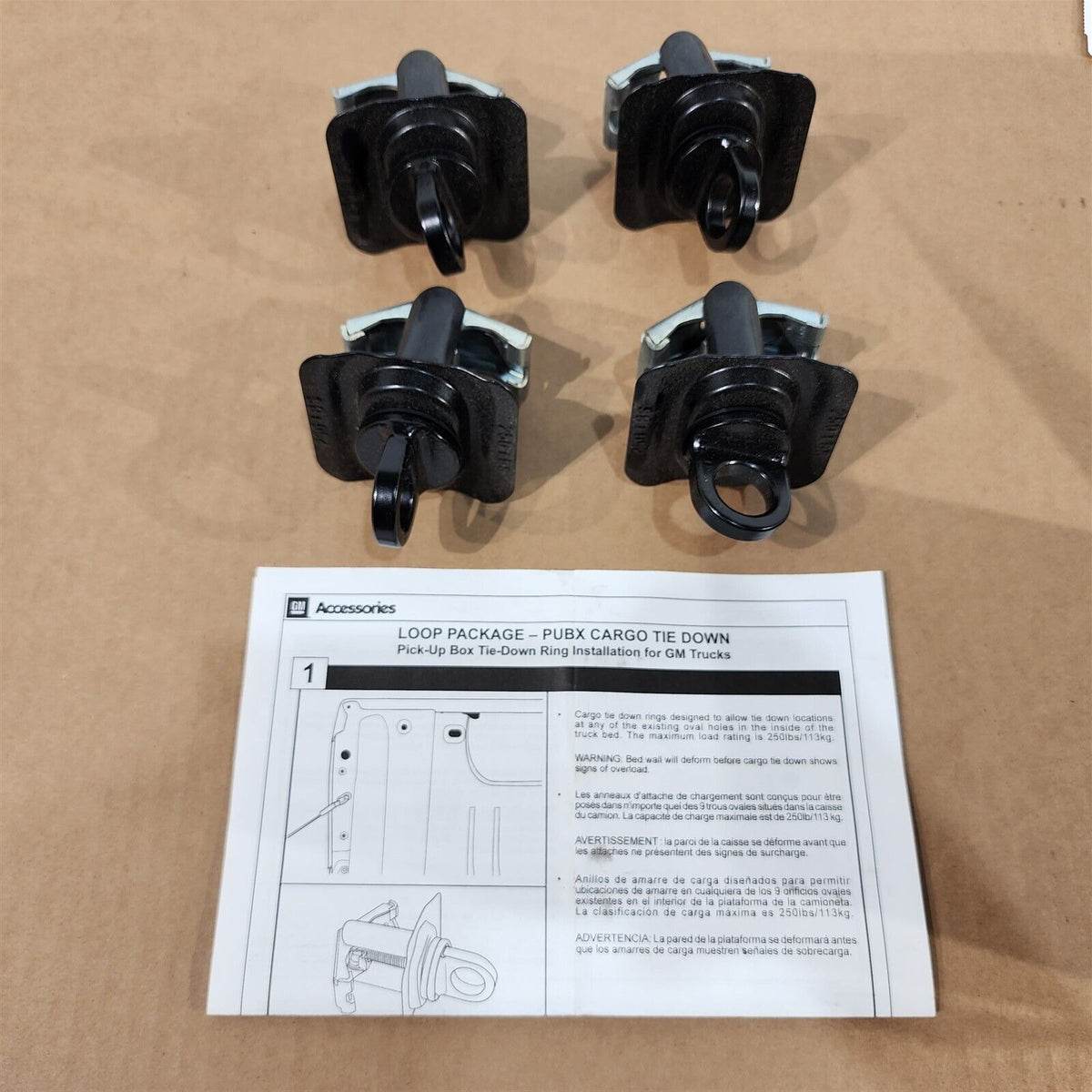 GM Pick Up Box Loop Package Pubx Cargo Tie Down Silverado Sierra Duram