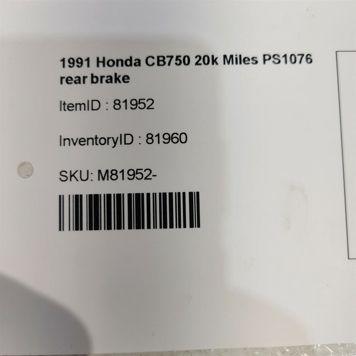 91-93 Honda CB 750 Nighthawk Rear Brake Shoe Backing Plate 20k Miles PS1076