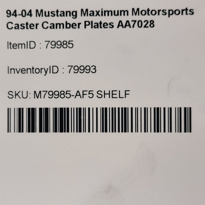 94-04 Mustang Maximum Motorsports Caster Camber Plates AA7028 See Note