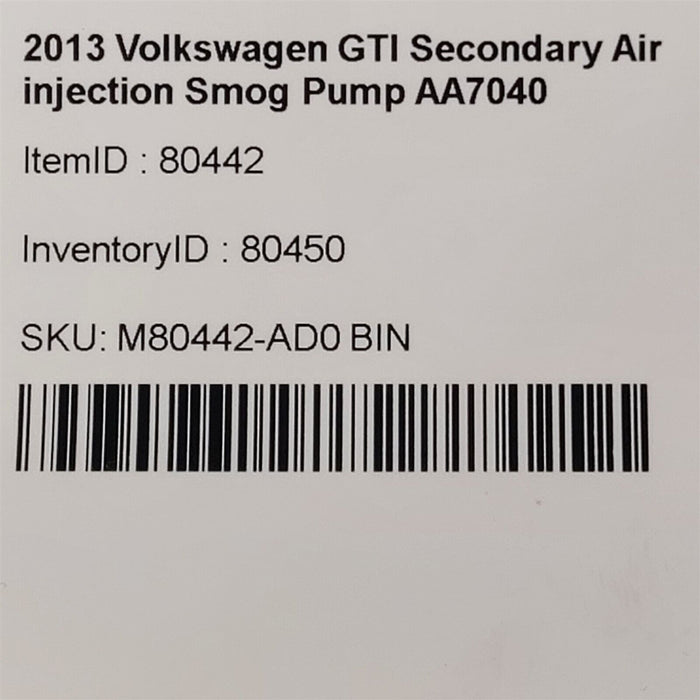 12-13 Volkswagen GTI Golf Secondary Air injection Smog Pump AA7040