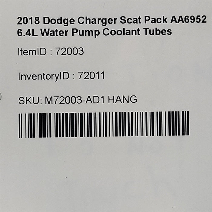 2018 Dodge Charger Scat Pack Water Pump Coolant Tubes 6.4L AA6952