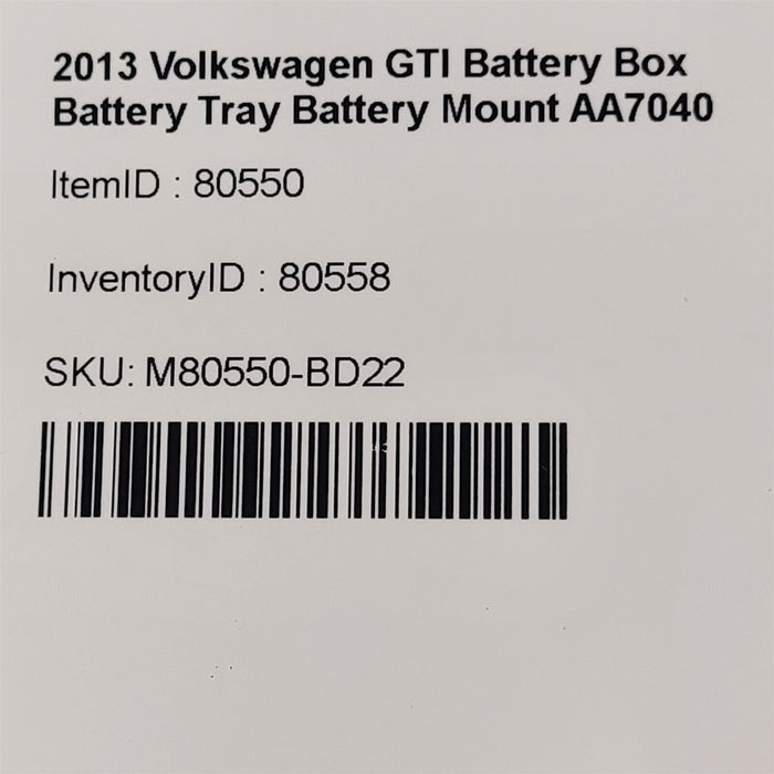 12-13 Volkswagen GTI Battery Box Battery Tray Battery Mount AA7040