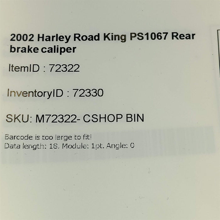 2002 Harley Road King Rear Brake Caliper Ps1067