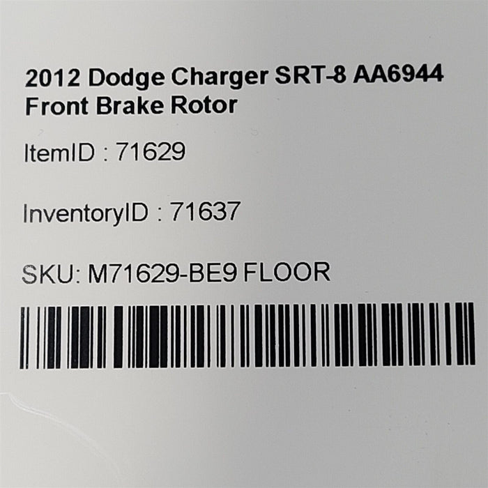 2012 Dodge Charger SRT-8 Front Brake Rotor OEM Slotted AA6944 z