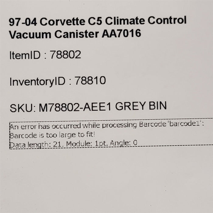 97-04 Corvette C5 Climate Control Vacuum Canister AA7016