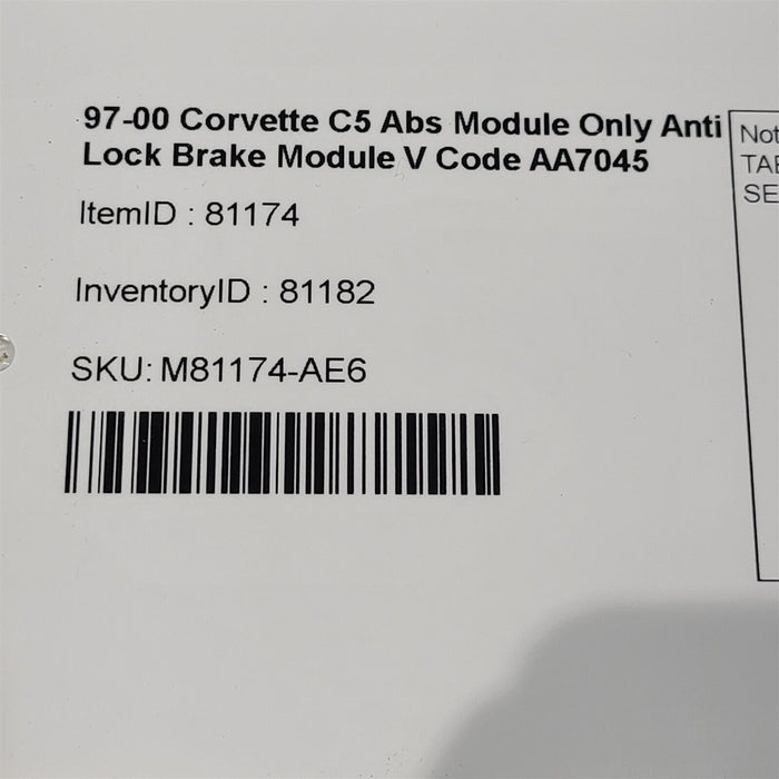 97-00 Corvette C5 Abs Module Anti Lock Brake V Code 64k Miles AA7045 SEE NOTE