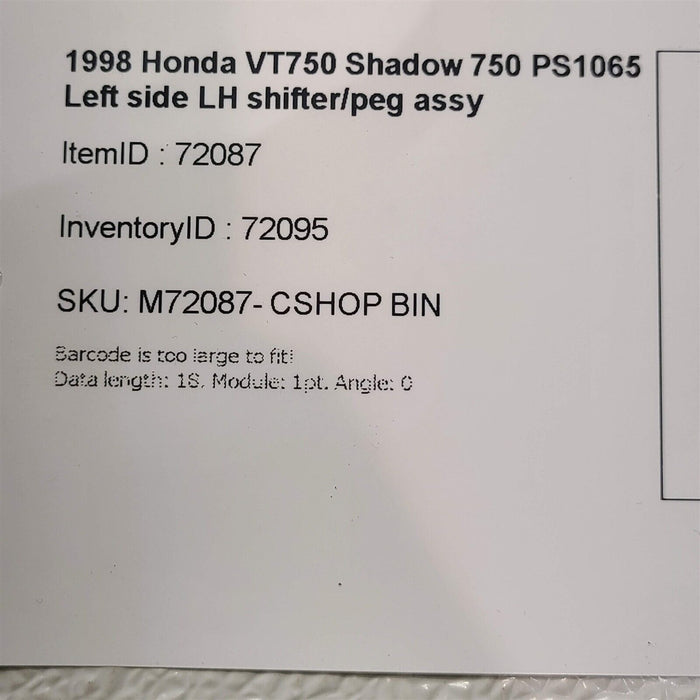 98-03 Honda Vt750 Shadow 750 Left Side Lh Shifter Foot Peg Rest PS1065