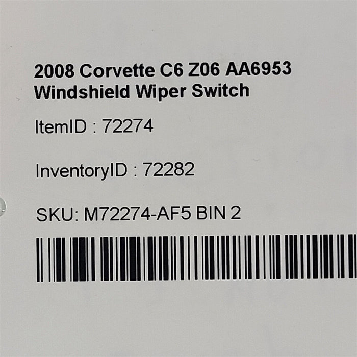 05-13 Corvette C6 Windshield Wiper Switch Stalk Oem AA6953