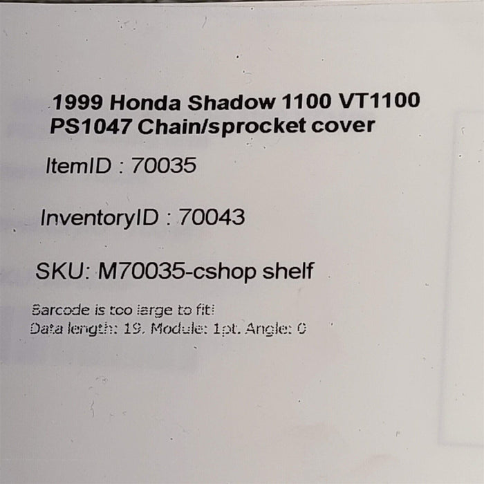 1999 Honda Shadow 1100 VT1100 Chain Sprocket Cover PS1047