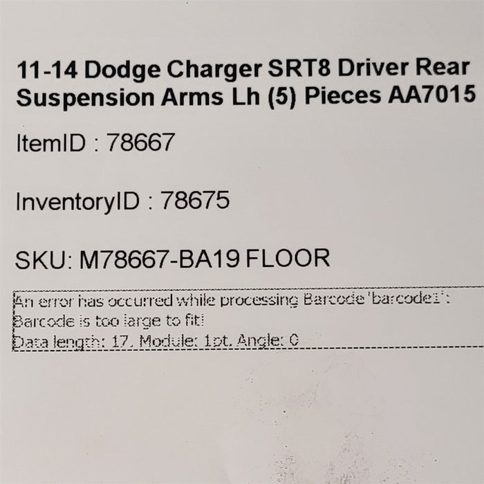11-14 Dodge Charger SRT8 Driver Rear Suspension Arms Lh (5) Pieces AA7015
